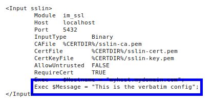 Verbatim config in the exported nxlog.conf