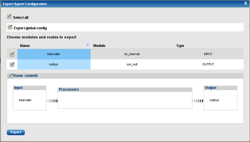 Agent export options