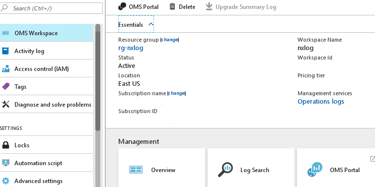 Shipping data to Log Analytics, screen 1