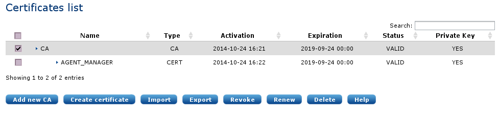 Exporting the CA certificate