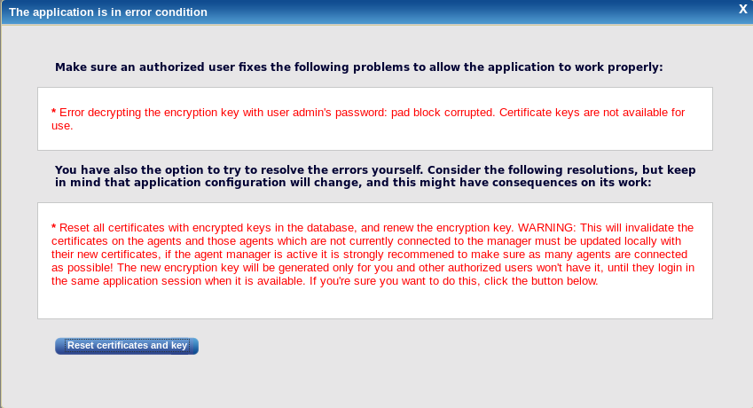 Encryption key not available