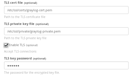 Graylog TLS input configuration
