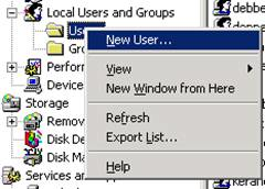 Users context menu