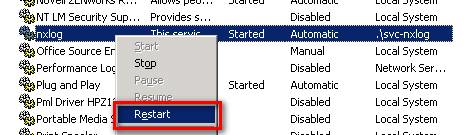 Restarting the nxlog service