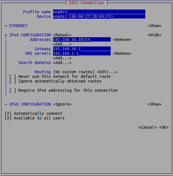 Edit your connection setting with Network Manager