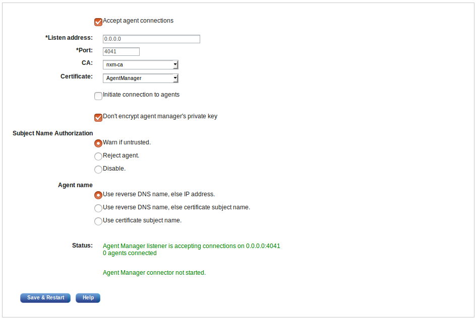 Successfully configured agent manager