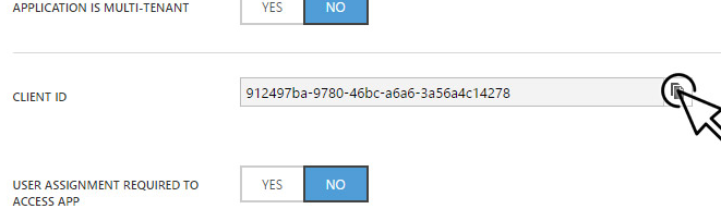 Copy client ID