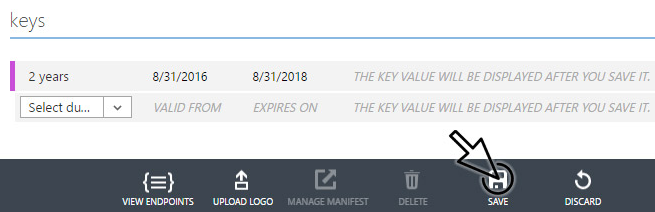 Save new client key