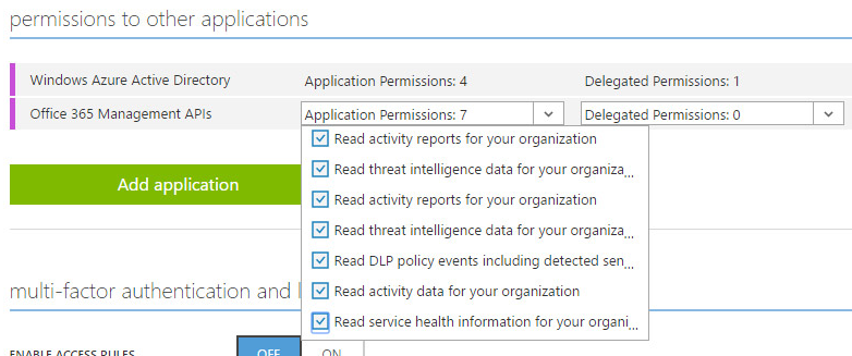Set permissions for Office 365 Management