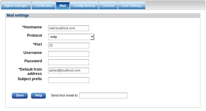 SMTP server settings