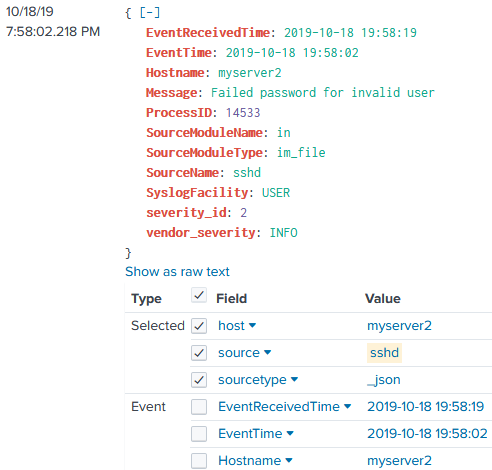 HEC event in Splunk dashboard
